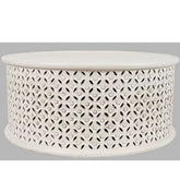 Bristol Hand Carved Indian Solid Wood Round Coffee Table (White)